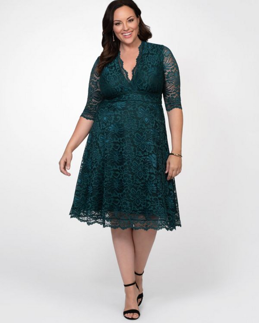 Green lace hotsell dress plus size