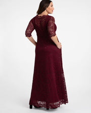 Leona Plus Size Lace Gown in Pinot Noir