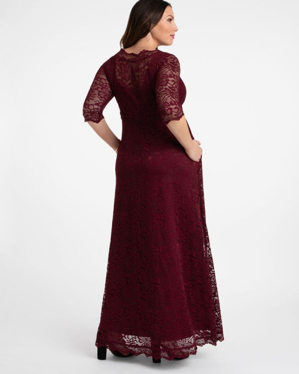 Leona Plus Size Lace Gown in Pinot Noir