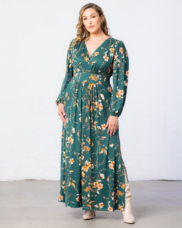 Kelsey Long Sleeve Maxi Dress in Green Garden