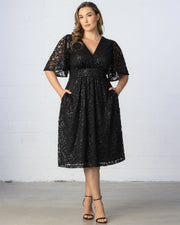 Starry Sequined Lace Cocktail Dress in Onyx