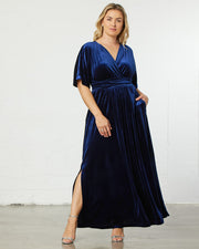 Verona Velvet Evening Gown in Nocturnal Navy