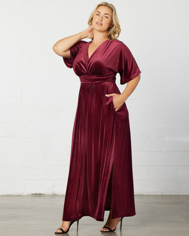 Verona Velvet Evening Gown in Pinot Noir