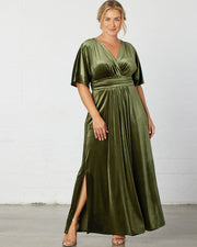 Verona Velvet Evening Gown in Olive