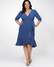 Whimsy Wrap Dress in Slate Blue