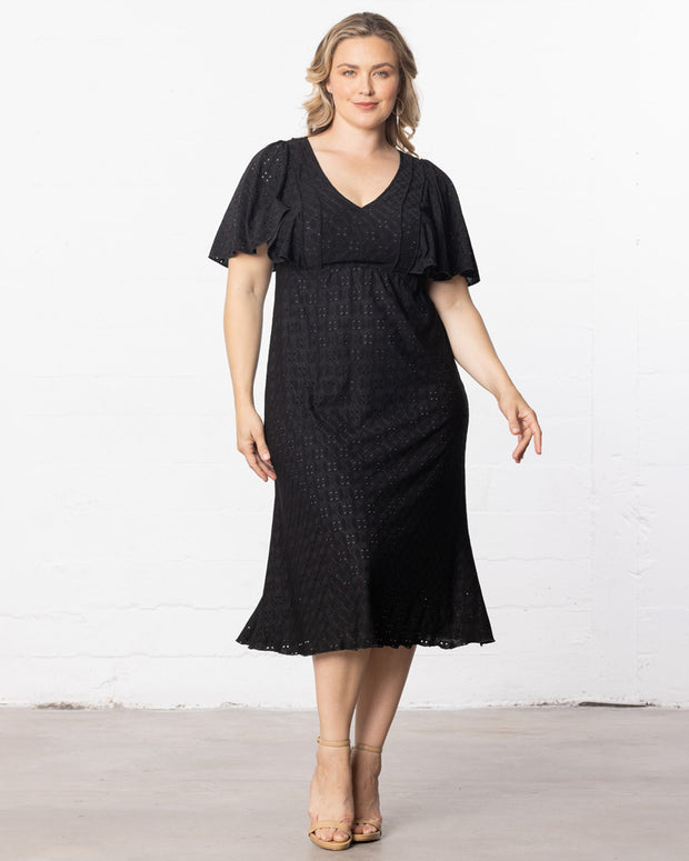 Lucy Eyelet Dress in Black Noir