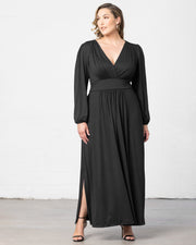 Kelsey Long Sleeve Maxi Dress in Black Noir