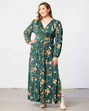Kelsey Long Sleeve Maxi Dress in Green Garden