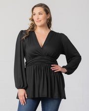 Leah Long Sleeve Tunic in Black Noir