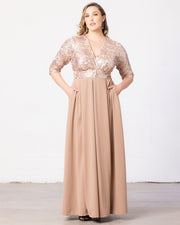 Paris Pleated Sequin Gown in Rose Gold