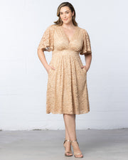 Starry Sequined Lace Cocktail Dress in Champayne