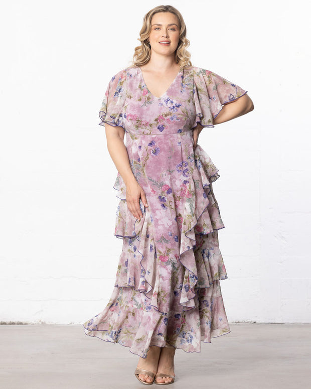 Tour De Flounce Maxi Dress in Lilac Floral Print