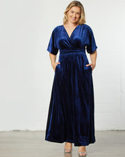 Verona Velvet Evening Gown in Nocturnal Navy