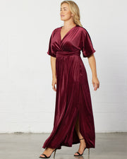 Verona Velvet Evening Gown in Pinot Noir