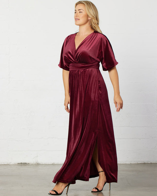 Verona Velvet Evening Gown in Pinot Noir