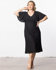 Lucy Eyelet Dress in Black Noir