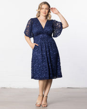 Starry Sequined Lace Cocktail Dress in Nocturnal Navy Sequins