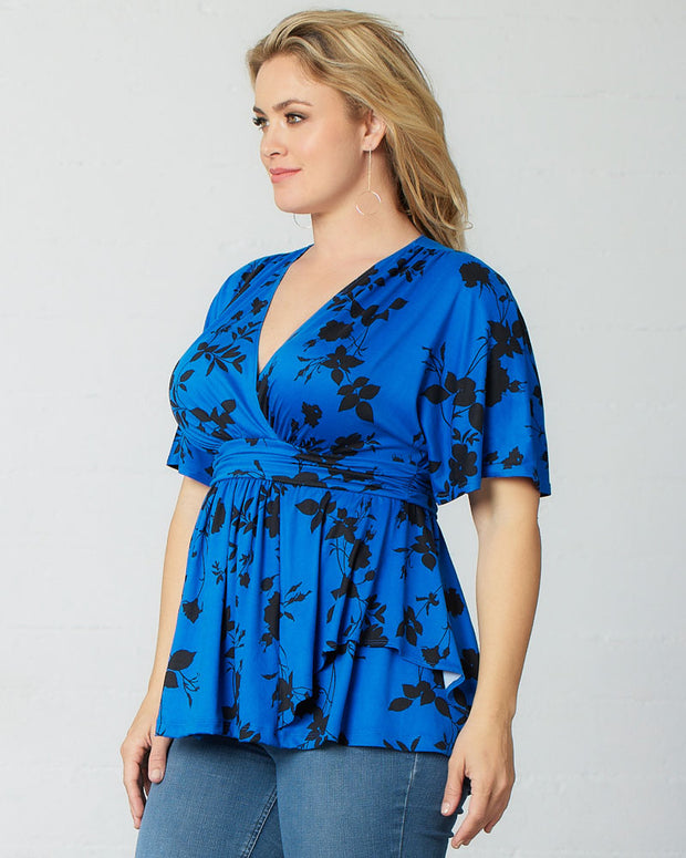 Encore Print Top in Blue Flora Impressions