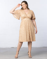 Starry Sequined Lace Cocktail Dress in Champayne