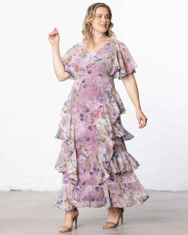 Tour De Flounce Maxi Dress in Lilac Floral Print
