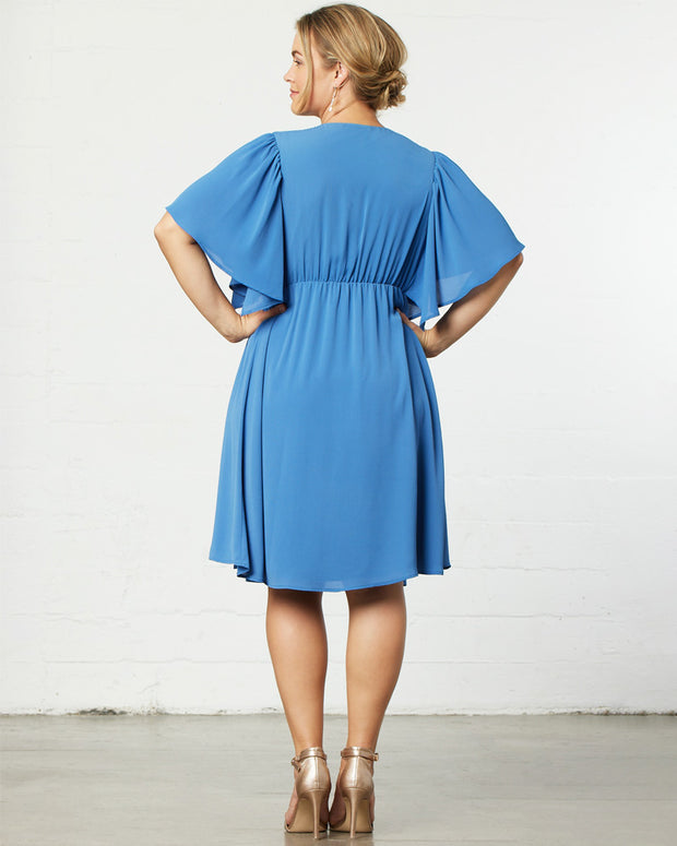 Florence Flutter Sleeve Dress in Pacific Blue