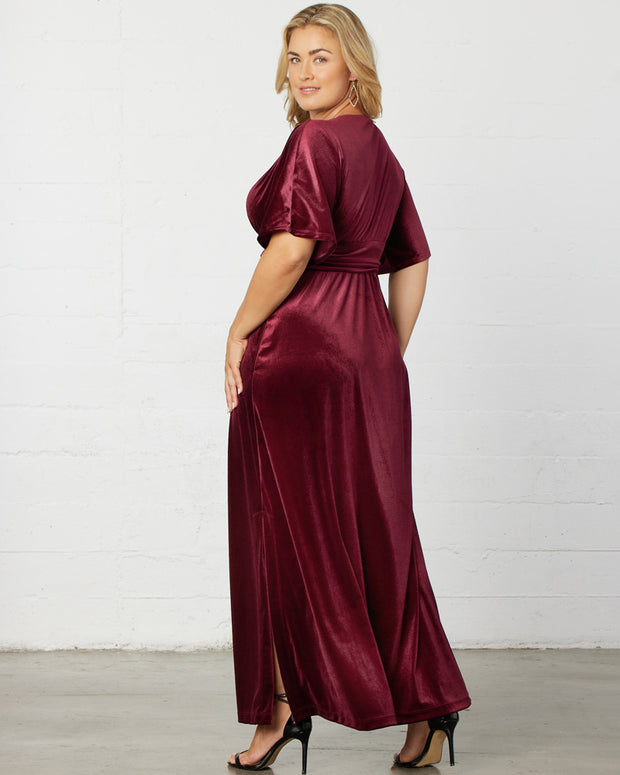 Verona Velvet Evening Gown in Pinot Noir