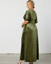 Verona Velvet Evening Gown in Olive