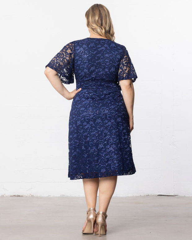 Starry Sequined Lace Cocktail Dress in Nocturnal Navy Sequins