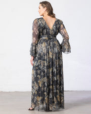 Gilded Glamour Long Sleeve Evening Gown