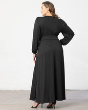 Kelsey Long Sleeve Maxi Dress in Black Noir