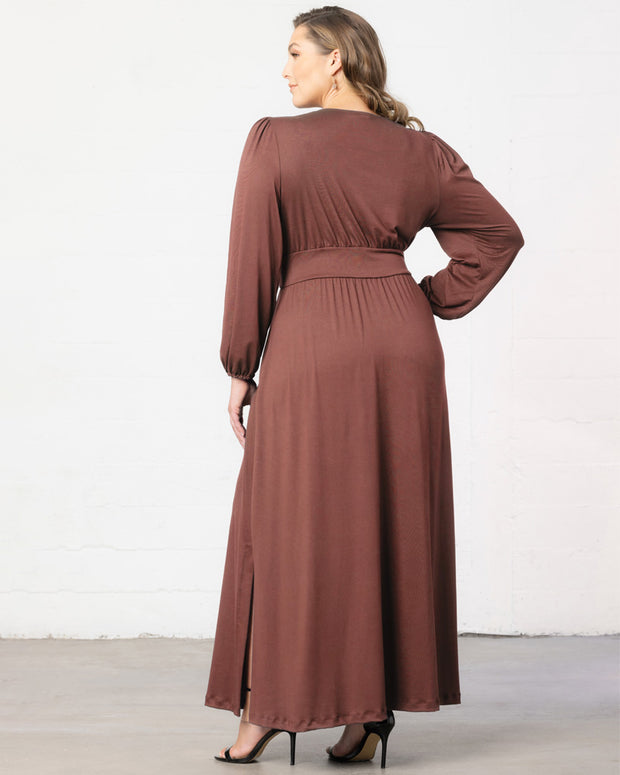 Kelsey Long Sleeve Maxi Dress in Hazelnut