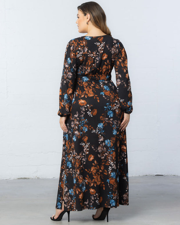 Kelsey Long Sleeve Maxi Dress in Midnight Asters