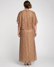 Celestial Cape Sleeve Gown in Champagne