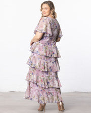 Tour De Flounce Maxi Dress in Lilac Floral Print