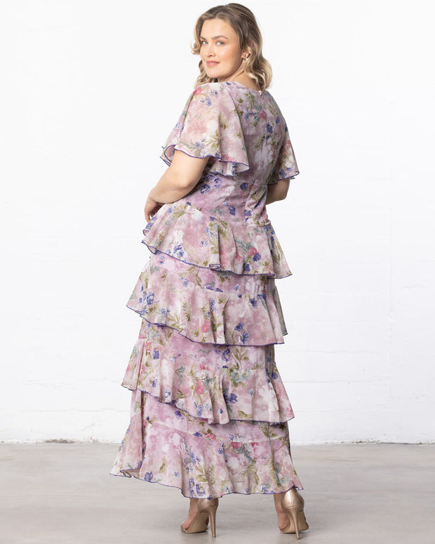 Tour De Flounce Maxi Dress in Lilac Floral Print