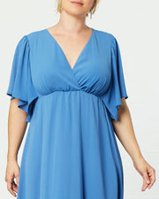 Florence Flutter Sleeve Dress in Pacific Blue