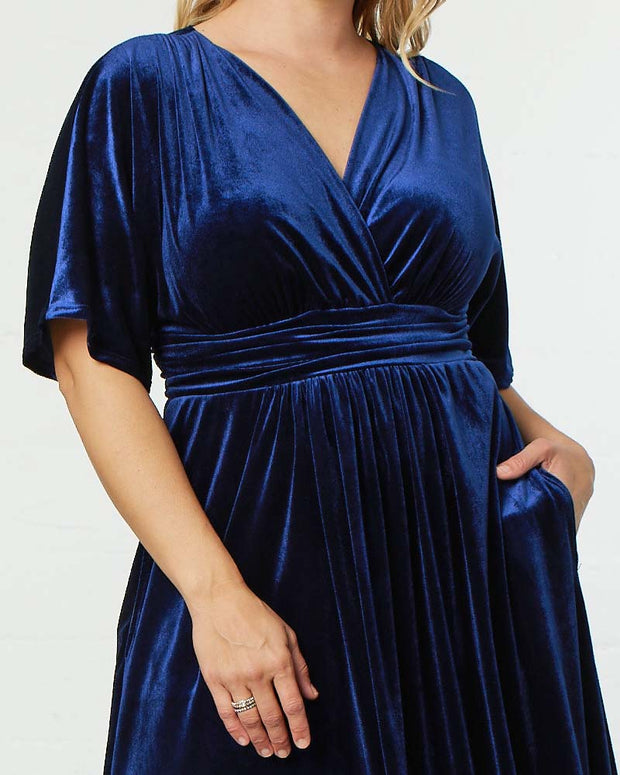 Verona Velvet Evening Gown in Nocturnal Navy