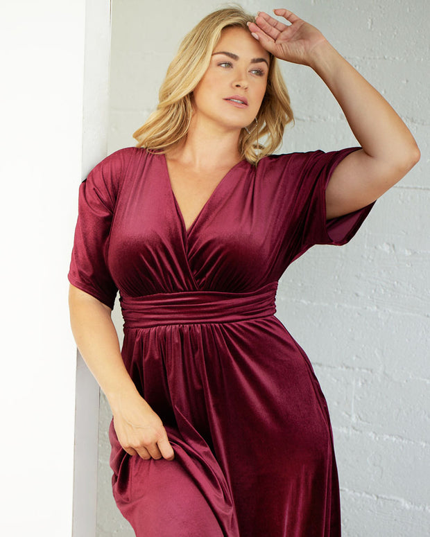 Verona Velvet Evening Gown in Pinot Noir