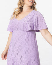 Lucy Eyelet Dress in Lilac