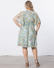 Florence Flutter Sleeve Dress in Sage Floral Print