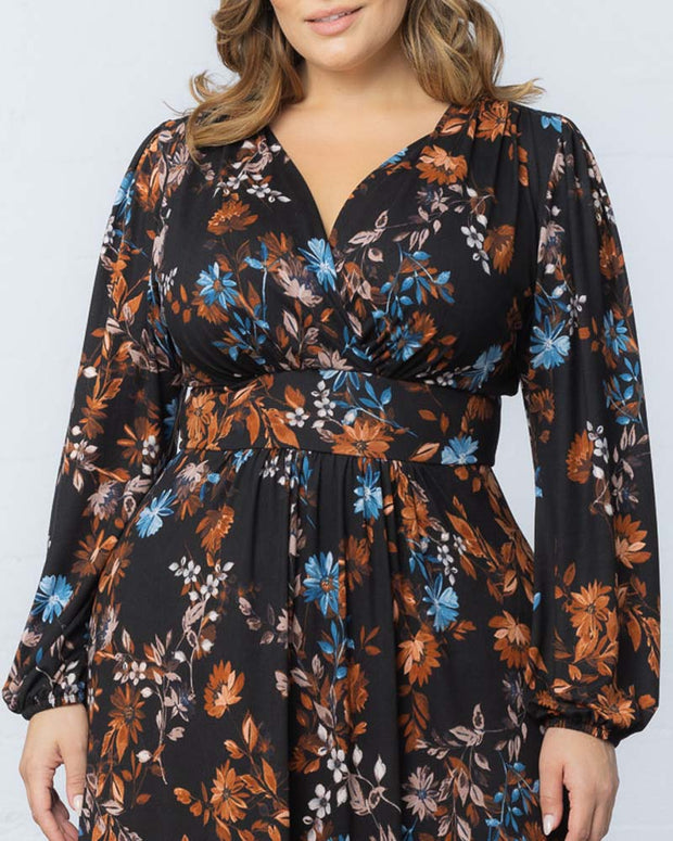 Kelsey Long Sleeve Maxi Dress in Midnight Asters