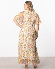 Embroidered Elegance Evening Gown in Sunkissed Garden Print