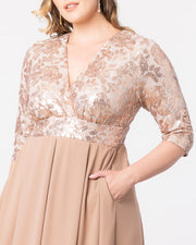 Paris Pleated Sequin Gown in Rose Gold