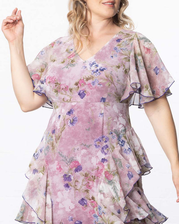 Tour De Flounce Maxi Dress in Lilac Floral Print