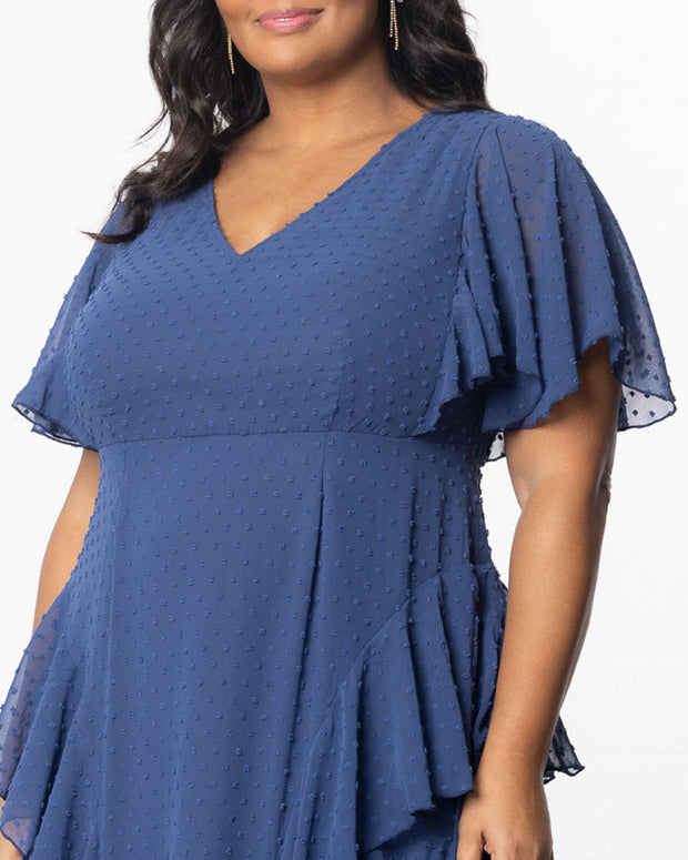 Tour De Flounce Maxi Dress in Denim Blue