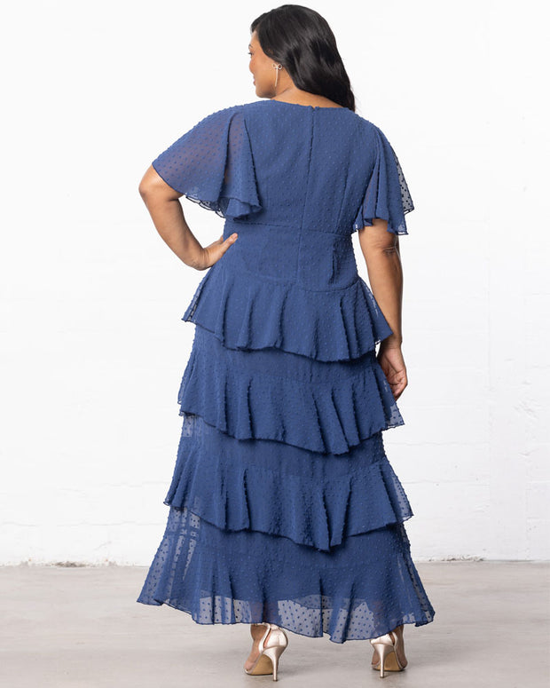 Tour De Flounce Maxi Dress in Denim Blue