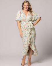 Alexandra Faux Wrap Dress in Lush Lilly Print