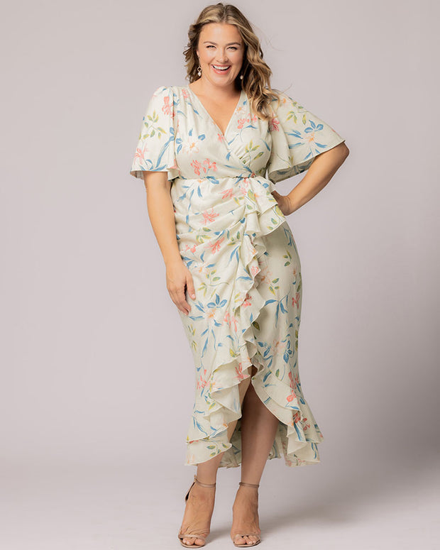 Alexandra Faux Wrap Dress in Lush Lilly Print