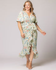 Alexandra Faux Wrap Dress in Lush Lilly Print