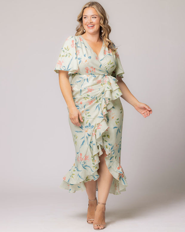 Alexandra Faux Wrap Dress in Lush Lilly Print
